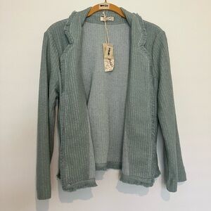 NWT Mystree Light Blue Cardigan Fringe Medium